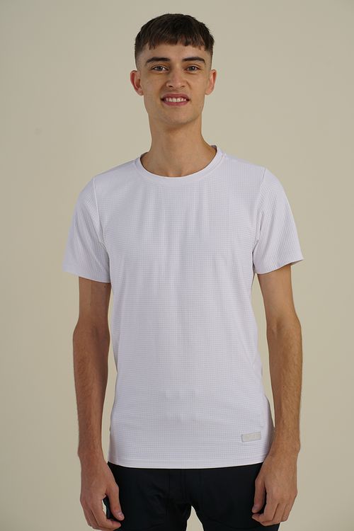 REMERA BEND UOMO MANGA CORTA MICROFIBRA MINICUADRO BLANCO