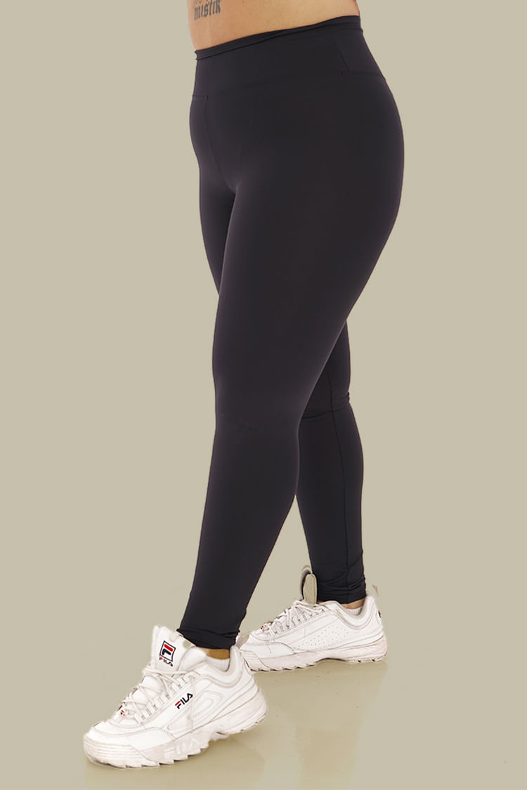 Calza Corta Negra Deportiva Mujer Tiro Alto - Lycra Suplex