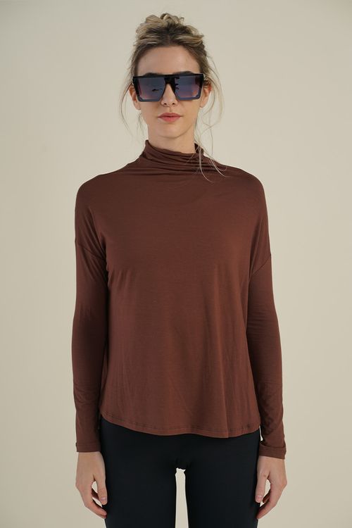 REMERA SEVE MANGAS LARGAS JERSEY ELASTIZADO BAMBOO MARRON AGUILA