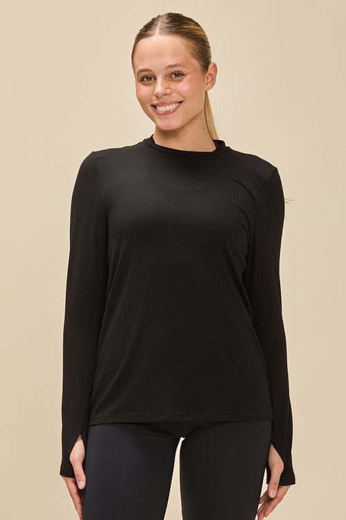REMERA SAMIA MANGA LARGA JERSEY BAMBOO CON RECORTE