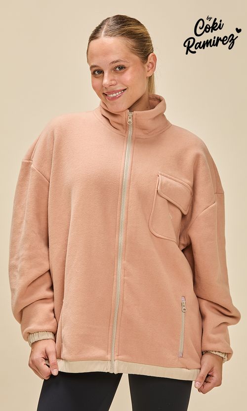 CAMPERA AYELEN FRIZA VELOUR COMBINADO JERSEY