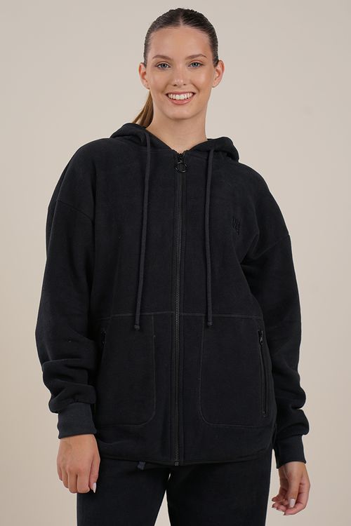 CAMPERA BASILIA I FRIZA VELOUR CON BORDADOR Y BOLSILLO
