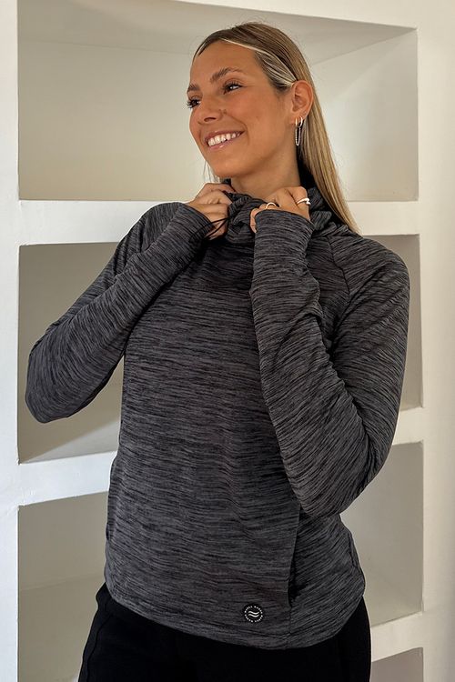 BUZO GERALDINE  MICROPOLAR GRID JASPEADO COMBINADO JERSEY ALG